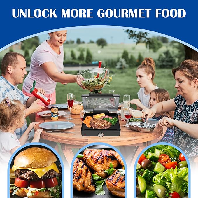 Griddle Plate for Ninja GR101 Sizzle Smokeless Indoor Grill, 14 inch Flat Top Grill Plate for Ninja Smokeless Sizzle GR100 Series Griddle Attachment Accessories, Non-stick GR101 Accessories