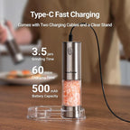 ThermoMaven Electric Salt and Pepper Grinder Set, 110ml Larger Rechargeable Automatic Salt and Pepper Mill Grinder with 6 Adjustable Coarseness, Electric Salt and Pepper Shakers, LED, Mint Green