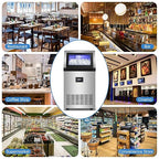 Ice Maker Commercial Ice Machine 200 lbs /24H, 33 lbs Large Storage Capacity Bin, Under Counter or Freestanding Ice Cube Makers Stainless Steel for Restaurant Bar Cafe