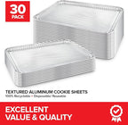 Stock Your Home Aluminum Pans Cookie Sheet Baking Pans (30 Pack) Disposable Foil Trays - Reusable and Durable Nonstick Baking Sheets – Cookie Sheet Pans