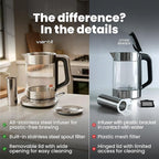 Vianté Electric Tea Kettle With Infuser for Loose Leaf, No Plastic In Contact With Water, Hot Tea Maker with Temperature Control, Automatic Shut Off, 1.5L Borosilicate Glass