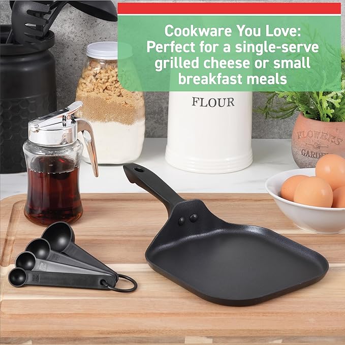 T-fal Specialty Nonstick Mini Griddle 6.5 Inch Cookware, Pots and Pans, Dishwasher Safe Black