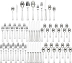 Lenox Silverware Set, Esquire 65-Piece Flatware Set, Service For 12, 18/10 Stainless Steel, Dishwasher Safe, Knives Spoons And Forks Sets, Home And Kitchen Serving Utensils (Silver, 65 Piece)