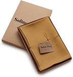Solino Home Linen Napkins Set of 4-100% Pure Linen Caramel Dinner Napkins Cloth 20 x 20 Inch - Fete, Handcrafted and Machine Washable