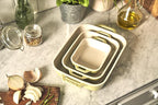 staub Dish Z1025-101 Rectangular Dish 5.5 x 4.3 inches (14 x 11 cm) / 7.9 x 6.3 inches (20 x 16 cm) / 3 Piece Set Macaron Green Ceramic Set, Au Gratin Dish, Oven Safe
