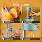 CO-Z Manual Citrus Juicer, Heavy-Duty Manual Juicer with Conical & Flat Pressure Plates, Professional Lemon Squeezer for Orange Pom Lime Lemon Juice, Dishwasher Safe Juice Press, Blue