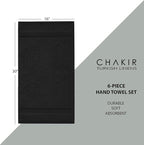 Chakir Turkish Linens | Hotel & Spa Quality 100% Cotton Premium Turkish Towels | Soft & Absorbent (6-Piece Hand Towels, Black)