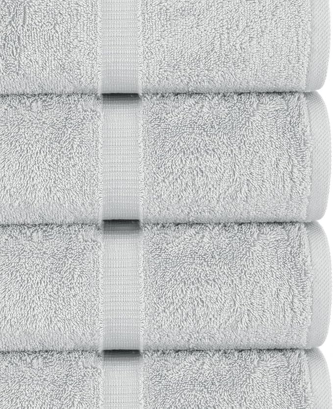 Chakir Turkish Linens | Hotel & Spa Quality 100% Cotton Luxury Turkish Towels | Soft & Absorbent (30x60 Inches Extra Large Bath Towels, Set of 4 - Silver)