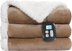 Electric Heated Blanket Full Size - 72"x84", Soft Flannel Heating Blanket, 10 Heating Levels, 1-12 H Auto Shut Off, Breathable Warm and Washable for Bed, Light Brown