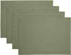 Solino Home Linen Cloth Placemats Set of 4 - 100% Pure Linen Oil Green Placemats 14 x 19 Inch for New Year - Fete