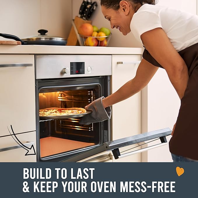 Non Stick Oven Liners for Bottom of Oven, 3 Pack Large Heavy Duty Mats, 17” x 25” BPA and PFOA Free Reusable Mat for Toaster Electric Gas Stove Microwave Charcoal or Gas Grills (Copper)
