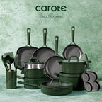 CAROTE 31PCS Pots and Pans Set, Nonstick Cookware Set Kitchen Non Stick Induction Titanium Cookware Non-toxic Granite Cooking set, PFOA Free