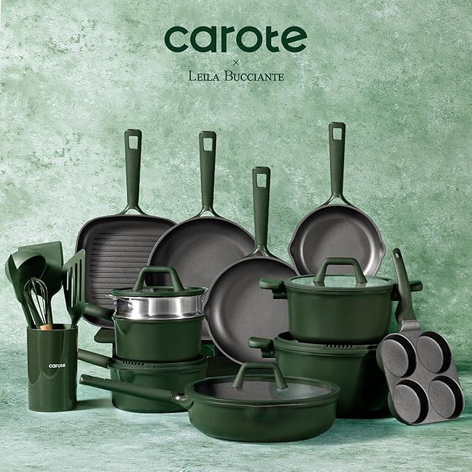 CAROTE 31PCS Pots and Pans Set, Nonstick Cookware Set Kitchen Non Stick Induction Titanium Cookware Non-toxic Granite Cooking set, PFOA Free
