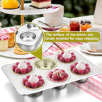 P&P CHEF Muffin Pan Cupcake Baking Pan Set, Stainless Steel Muffin Tin Tray for Mini Cake Tart Quiche, Oven & Dishwasher Safe, Non-toxic & Heavy-duty, (6 Cup, 1Pc)