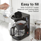 Proctor Silex FrontFill Drip Coffee Maker, Digital & Programmable, 12 Cup Glass Carafe, Black and Silver (43685PS)