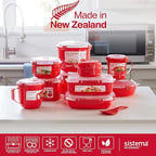 Sistema Heat & Eat Microwave Container Set, 4 Rectangular Microwaveable Food Containers with Lids & Steam Release Vents, Dishwasher & Freezer-Safe Food Storage, 2 x 1.25L & 525mL Sizes, BPA-Free