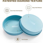 HONGBAKE Nonstick Ceramic 9 Inch Round Cake Pan Set of 2, Heavy-Duty Aluminized Steel round cake pans with Diamond Texture, Non-Toxic Cake Molds, Cake Pans Sets for Baking Cheesecake, Blue