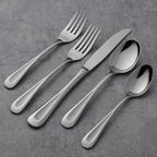 Oneida Silverware Set, Satin Sand Dune 20-Piece Everyday Flatware Set, Service For 4, Sand Blasted Finish, 18/0 Stainless Steel, Dishwasher Safe, Knives Spoons And Forks Sets (Silver, 20 Piece)