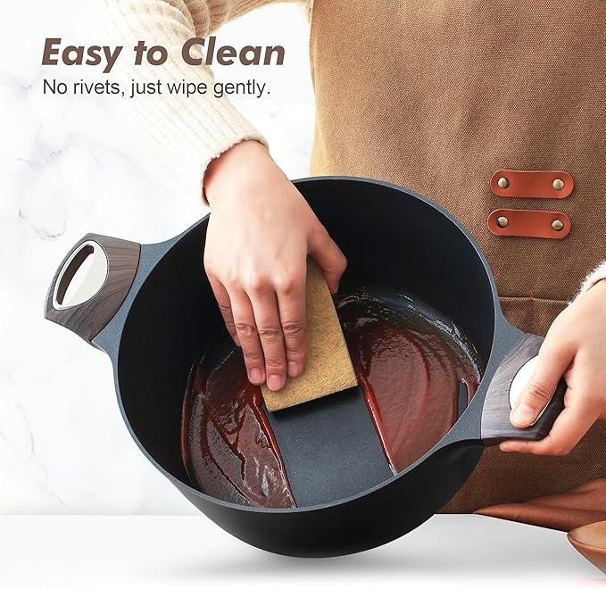 SENSARTE Pots and Pans Set Non stick, Non toxic Healthy Induction Cookware Sets, 14 Pcs Non Stick Kitchen Cooking Set with Frying Pans Set & Saucepan, PFOA PFOS Free, Black