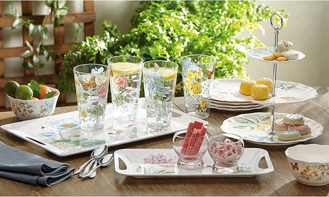 Lenox 866239 Butterfly Meadow Acrylic 4-Piece Highball Set, 20 oz, Acrylic NOT GLASS (Pack of 3)
