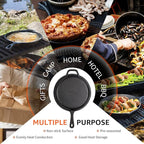 Overmont Cast Iron Skillet with Lid - 2-in-1 Cast Iron Dutch Oven - 3.2QT Deep Pot with Frying Pan - Pre-seasoned Cookware Multi Cooker Skillet - Dutch Oven Pot with Recipe for Grill Induction Stovetop Camping(10.5")