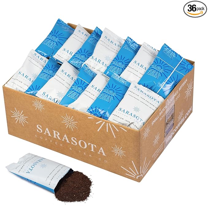 Coffee Packets – 2oz Pre-Measured Colombian Packs, 100% Colombian Ground Medium Roast, Single-Pot Brew Pouches for 12 Cup Makers (36 Count)