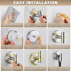 Suction Cup Hooks for Shower - Bathroom Reusable Hooks for Towels, Robes & Loofah - No-Drill Mounting on Kitchen,Walls,Metal,Glass,Mirrors,Tile & Smooth Non-Porous Surfaces (2, Brushed Nickel)