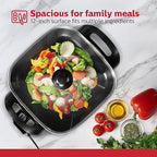 Holstein Housewares 12-Inch Electric Skillet - 1400W Electric Pan with Adjustable Temperature Control, PFOA-Free Non-Stick Coating, Cool-Touch Handles, Multi-Function Cooker, Red