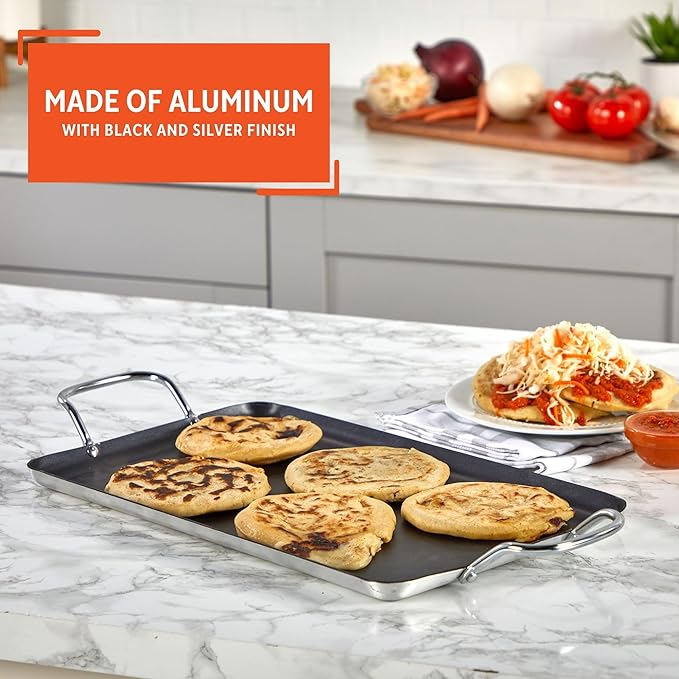 Imusa Double Burner Griddle Non-Stick 20-Inch, Black