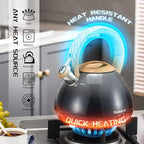 MARSKITOP Tea Kettle Stovetop Whistling Tea Pot for Stove, Food Grade Stainless Steel Teapot for Stovetop with Anti-Hot Handle, Suitable for All Heat Sources, 2.6 Quart, Gray