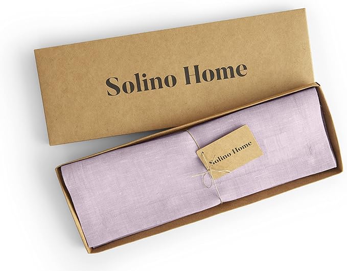 Solino Home Linen Placemats Set of 4-100% Pure Linen Chambray Lavender Cloth Placemats 14 x 19 Inch for Holiday, Valentines - Athena