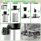 Cold Press Juicer, Juicers Machines - 5.3" Large Feed Chute for Whole Fruits & Vegetables, Powerful AC Brushless Motor, 99% Juice Yield, Ultra Quiet, Easy Clean, Extra one Replace juicer strainer