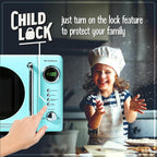 Nostalgia Retro Compact Countertop Microwave Oven, 0.7 Cu. Ft. 700-Watts with LED Digital Display, Child Lock, Easy Clean Interior, Aqua