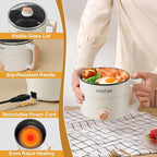 Stariver 1.5L Electric Hot Pot - Mini Portable Electric Pot, Non-Stick Noodle Cooker for Ramen, Soup, Pasta, Egg, Oatmeal - Overheat & Boil-Dry Protection - Ideal for Dorm, Office, Travel Gift