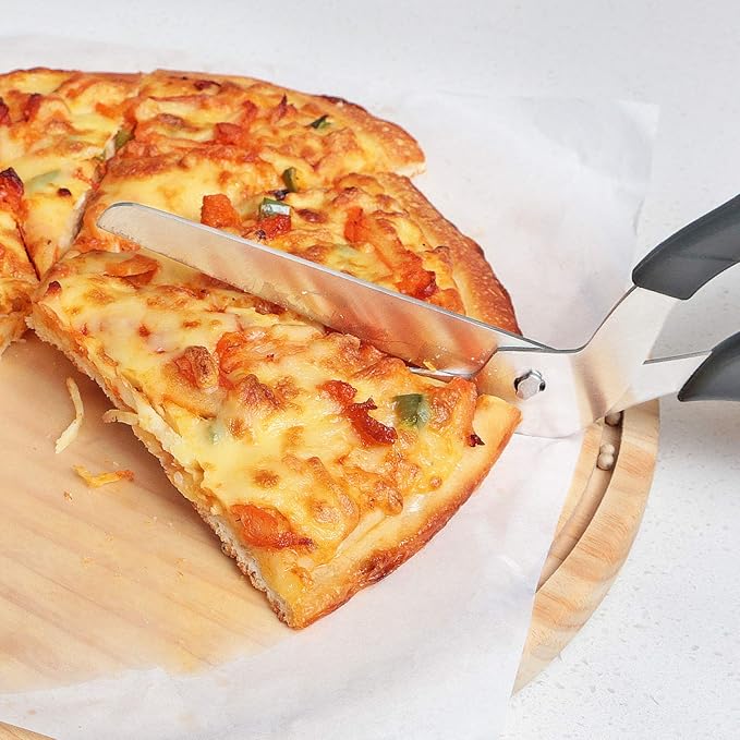 Asdirne Pizza Scissors, Pizza Cutter with Ultra Sharp Detachable Blade and Ergonomic Soft Grip, 10.3Inch, Black&Red