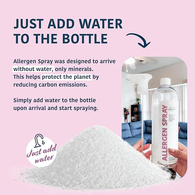 Allergen Spray, Pets, Dust Allergies & More, Air & Surface, Just Add Water, Bottle with One Refill, Over 64oz Total