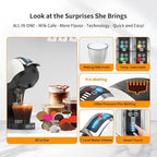 KOTLIE Single Cup Coffee Maker, Multi Capsule Machine Compatible With Various Capsule Types, 4 Temperature Settings, 7 Water Volume Levels,19 Bar(Glossy White)