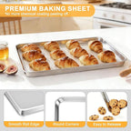 Onader Baking Cookie Sheet Set, 20 x 14 Inch Stainless Steel Large Baking Sheet Pan, 1 Inch Deep Metal Oven Pan Tray for Oven, Easy Clean & Dishwasher Safe, 2-Pack