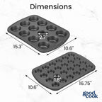 GoodCook Set of 2 Everyday Nonstick Muffin Pans – 12‑Cup Standard and 24‑Cup Mini, Gray
