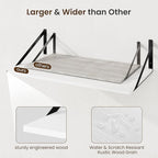 Fun Memories Floating Shelves for Wall, 12 Inch Deep Floating Shelves Set of 2, 16W x 12D Large Wall Shelf with Sturdy Metal Brackets for Living Room, Bathroom, Bedroom and Kitchen, White