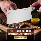 Cutluxe Meat Cleaver Knife – Ultra Sharp 7" Meat Cleaver, Butcher Knife, High Carbon Stainless Steel Blade, Full Tang Pakkawood Handle – Shinobi Series