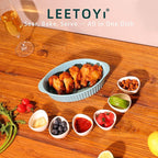 LEETOYI Porcelain Small Oval Au Gratin Pans, Baking Dish Set for 1 or 2 person servings, Bakeware with Double Handle for Kitchen and Home, Set of 2 (Turquoise)