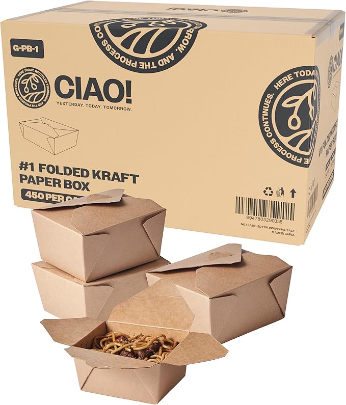 CIAO! Kraft Take Out Microwavable Food Containers, 110 oz No. 4 (160/case)