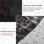Black Owl Travel Blanket Glowing in The Dark, Soft 2 in 1 Airplane Blanket 65" x 55", Foldable as Pillow, Luggage Sleeve & Backpack Clip