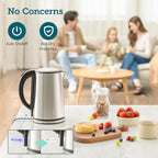 Cosori Electric Kettle, No Plastic Inner Lid, Filter & Spout, Stainless Steel Tea Kettle, Automatic Shut Off & Boil-Dry Protection, Durable Tea Kettle Boiler & Heater, 1.5L/1500W, Silver