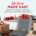 Dash No-Drip Waffle Maker - Makes Four Waffles at Once for Hassle-Free Breakfasts - Dual Nonstick Heating Plates & Quick Heat-Up System - Easy-Release Surface - Silver