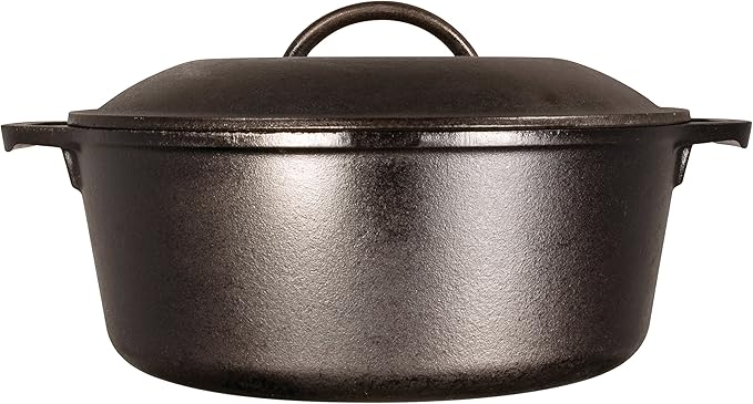 Lodge Cast Iron Dutch Oven - Loop Handle Cooking Vessel - Even Heat Retention - Oven-Safe, Versatile Pot - Handle Holders Included - 5 Quart