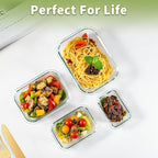 HOMBERKING 8 Pack Glass Food Storage Containers with Lids, Meal Prep Containers, Airtight Bento Boxes with Leak Proof Locking for Microwave, Oven, Freezer and Dishwasher, BPA Free, 5-35oz, Deep blue