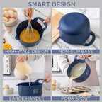 Rae Dunn Non-Slip Mixing Bowls - 4 Piece Nesting Plastic Mixing Bowl Set with Pour Spouts and Handles-Measurement Markings (Cream)