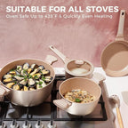 HONGBAKE Pots and Pans Set Nonstick, 26 Pcs All-in-One Kitchen Starter Set with Cookware, Bakeware & Silicone Utensils, Non Toxic Ceramic Coating, Induction & Oven Safe, PFOA PFOS Free, Gold